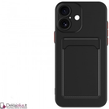 Guminis dėklas su kišenėle - juodas (Apple Iphone 17)